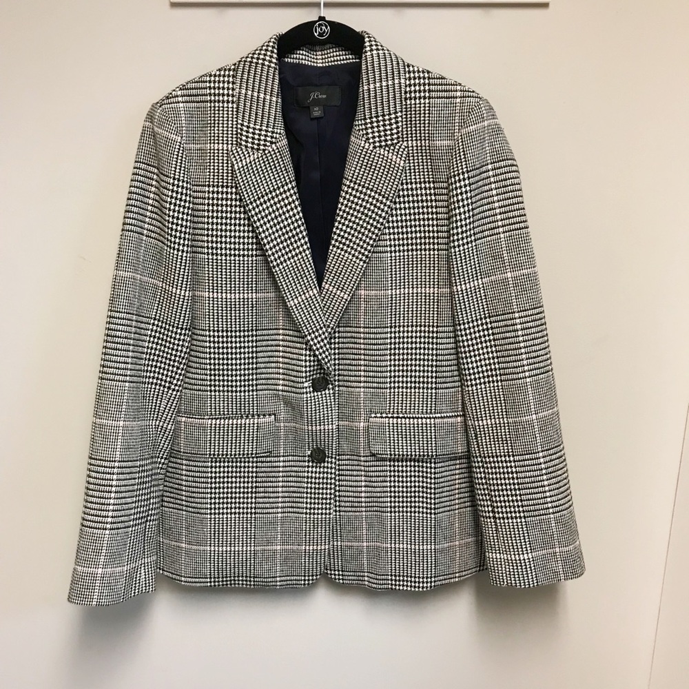 J CREW Black and White plaid blazer. SZ 10